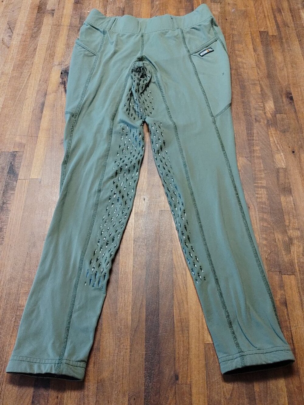 Kerrits Ice Fil Riding Tights Womens S 2 Full Seat Silicone Green USA Flawed